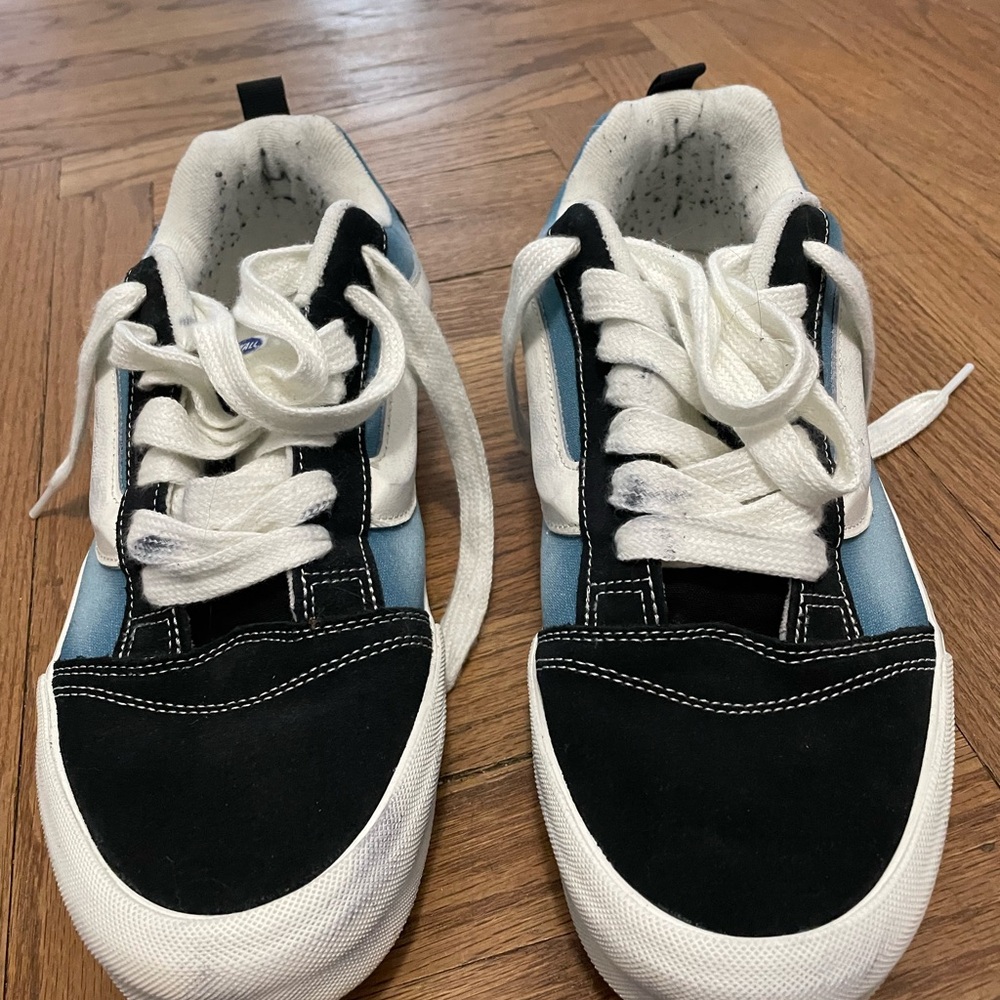 Vans Black and Blue Skate Sneakers with Suede Accents